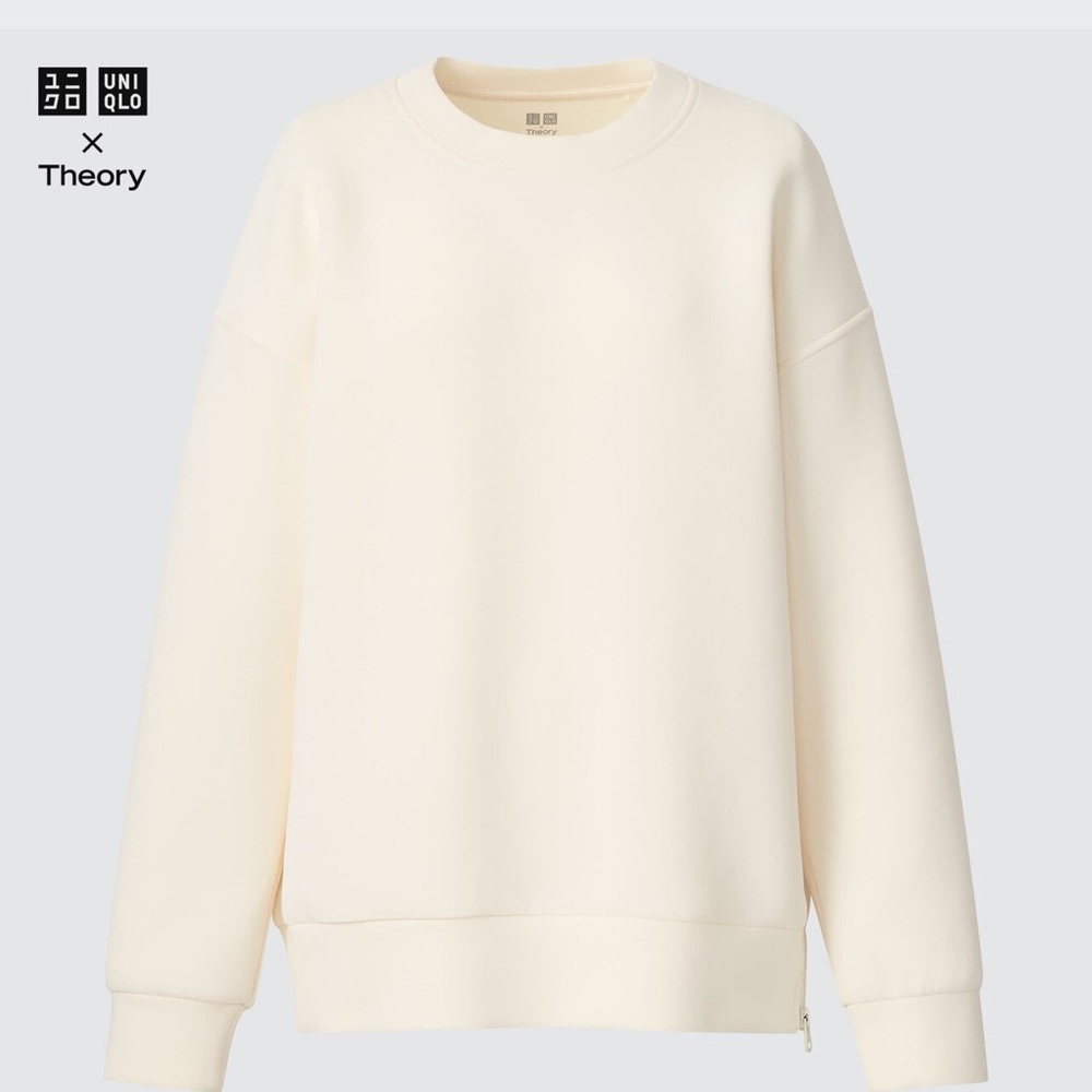 UNIQLO x THEORY ULTRA STRETCH WOMENS LONG SLEEVE SWEATSHIRT off white XXL